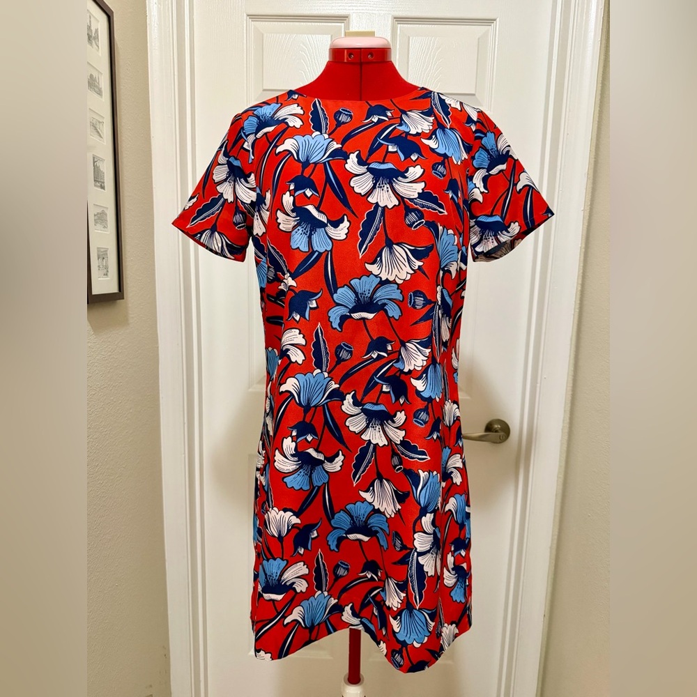J. Crew Red and Blue Floral Mini Dress, sz 6